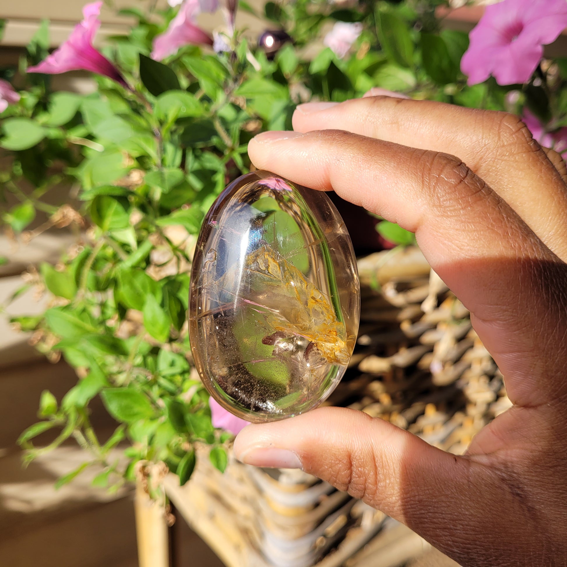 Brown Polished Crystal Palmstone