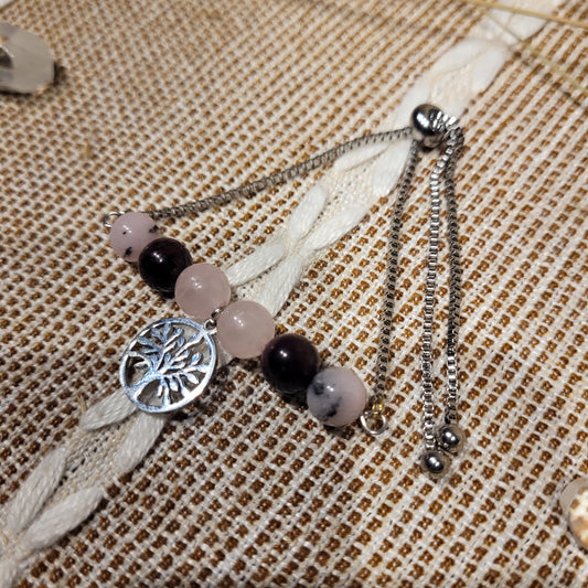 Handmade pink opal garnet crystal jewelry bracelet