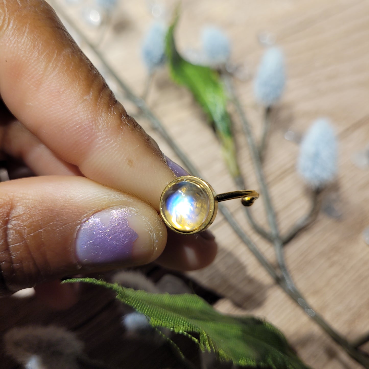 Rainbow Moonstone Ring