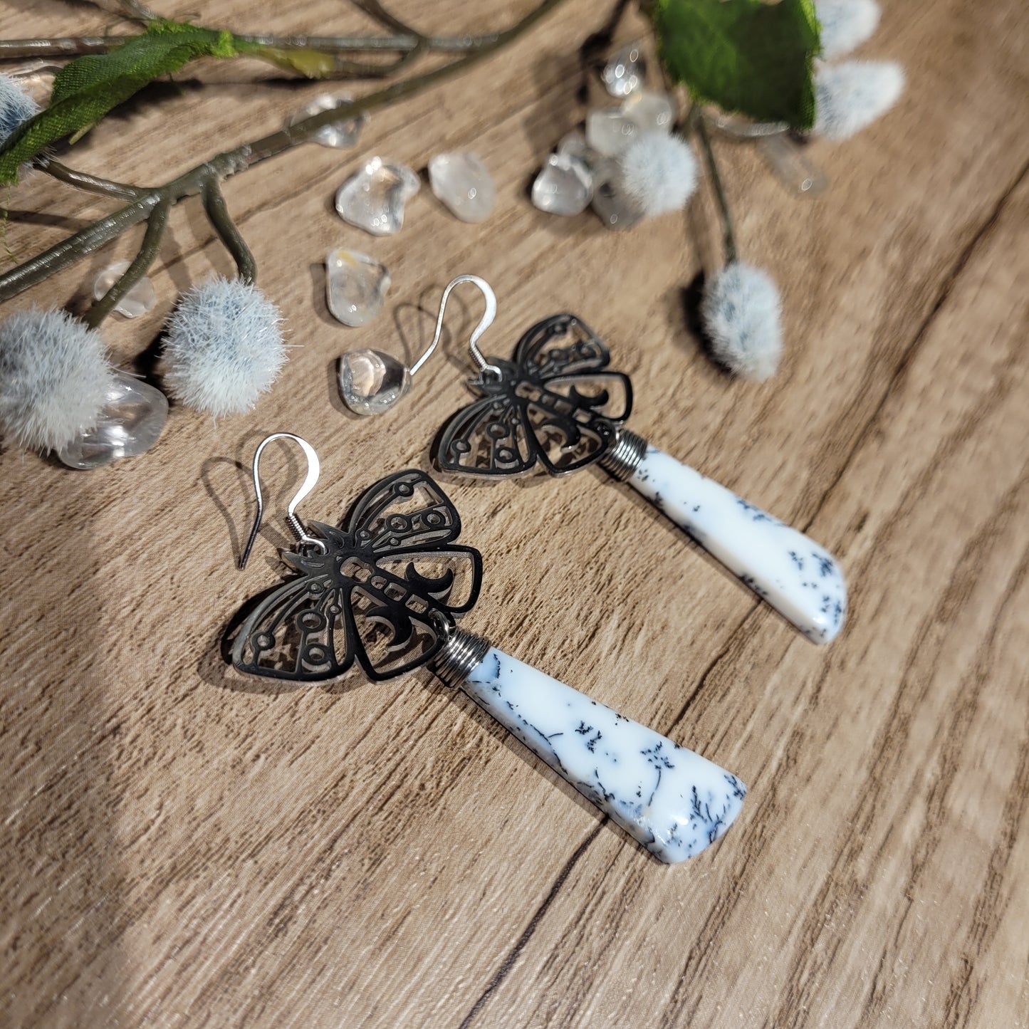 Dendrite Opal Earrings