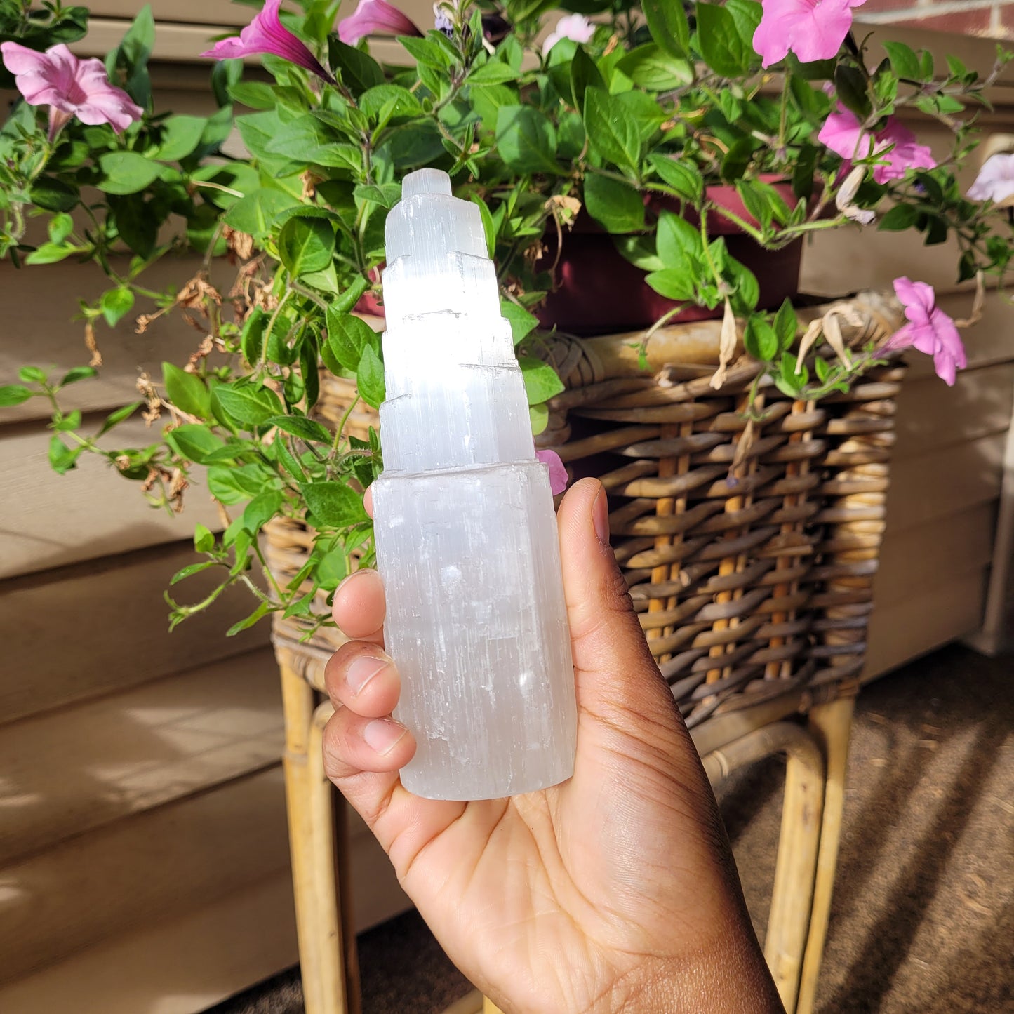 Satin Spar Selenite Crystal Tower