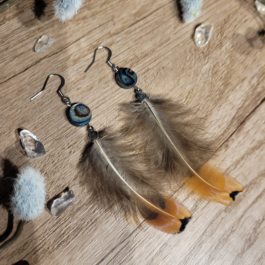 Abalone Feather Earrings