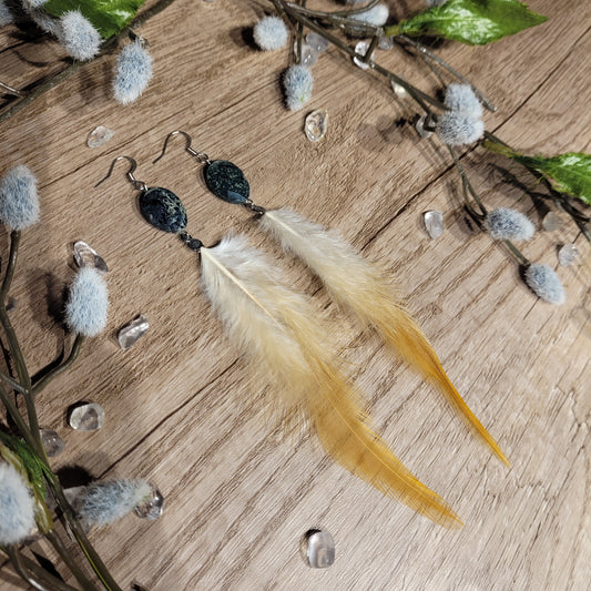 Kambaba Jasper Feather Earrings