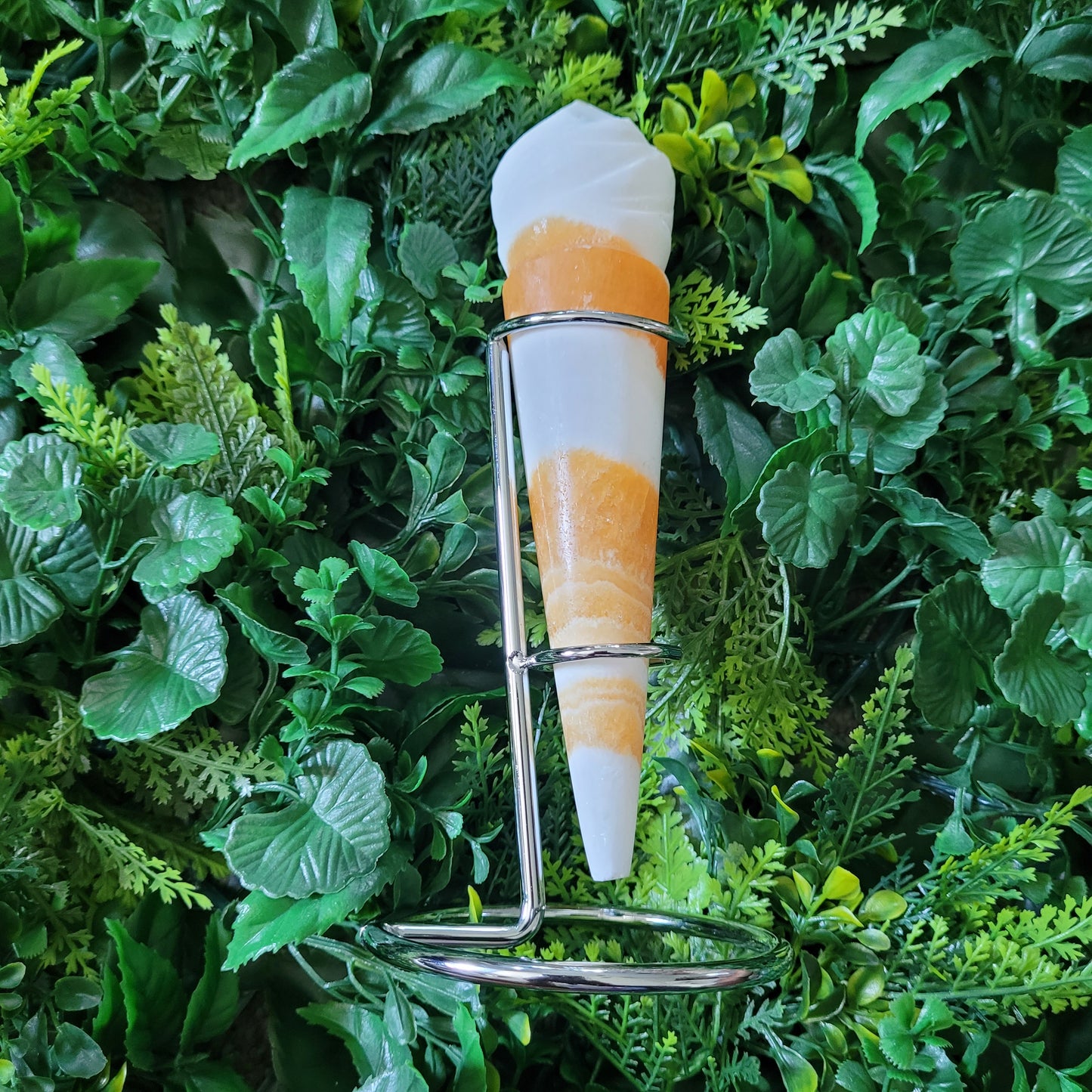 Orange Calcite Ice Cream Cone with Stand
