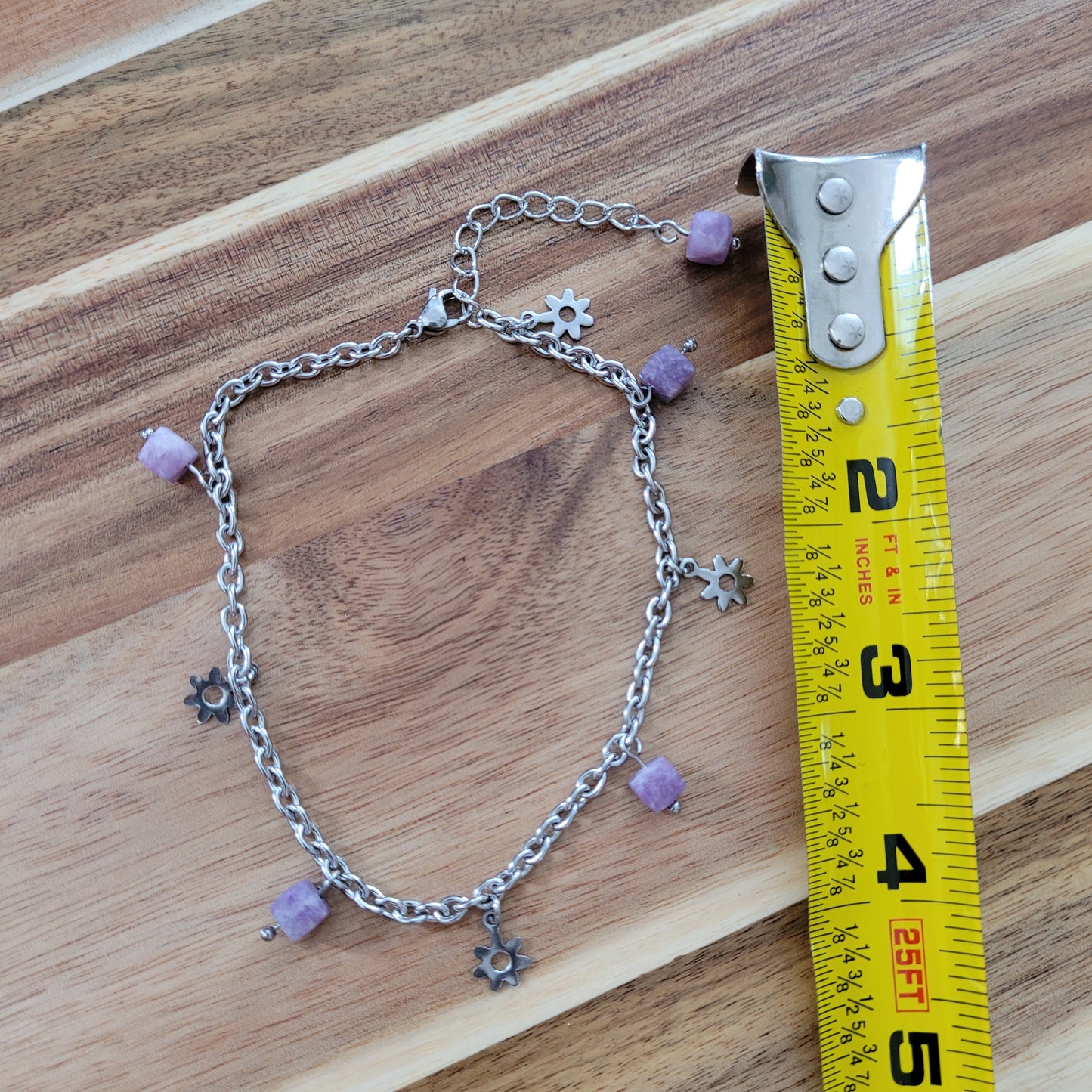 Lepidolite Flower Anklet