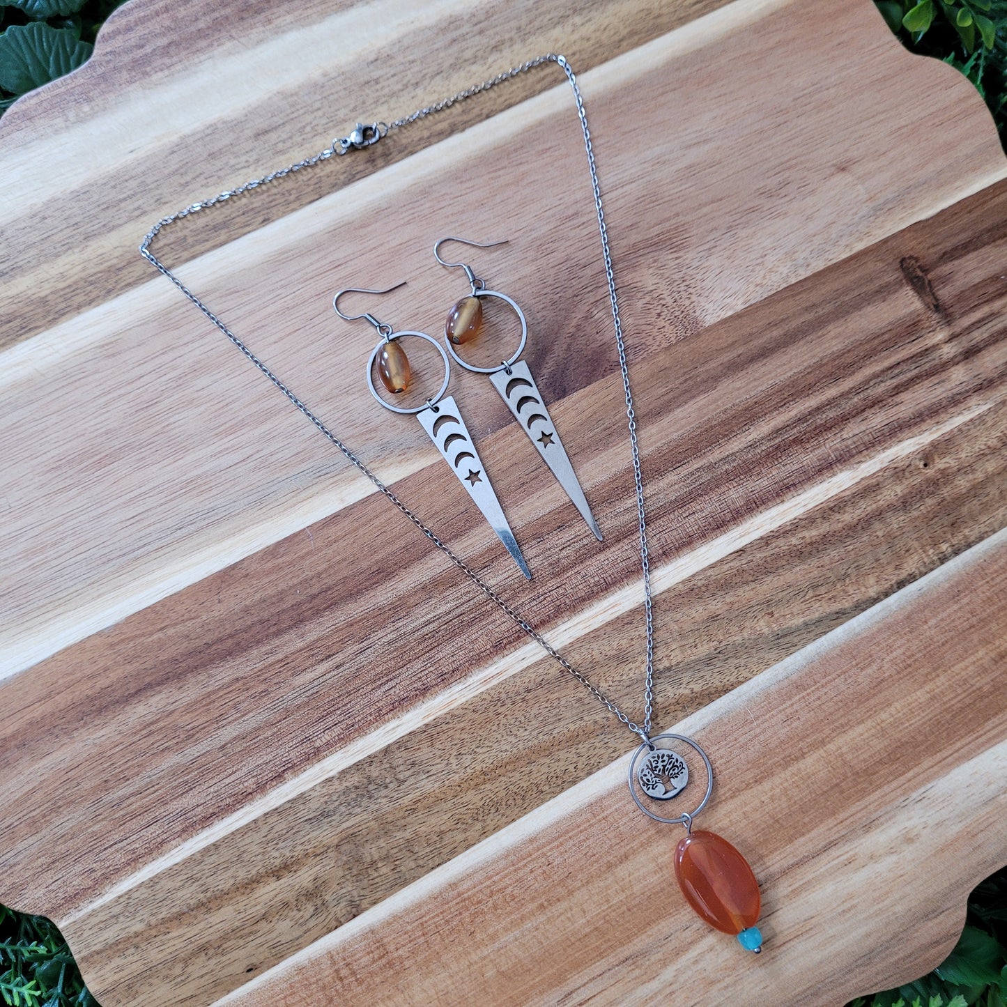 Carnelian Agate Apatite Jewelry Set