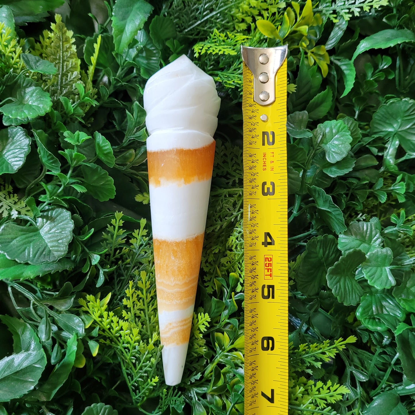 Orange Calcite Ice Cream Cone with Stand