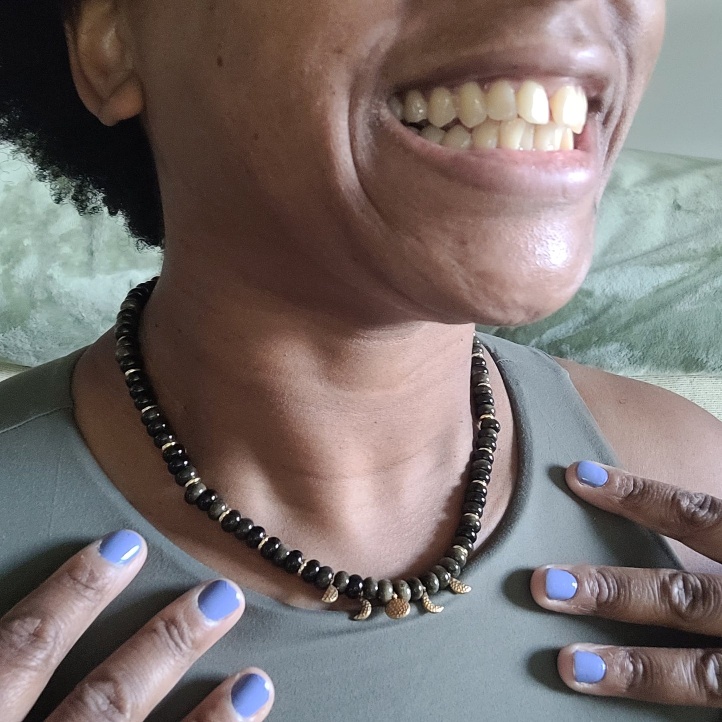 Golden Sheen Obsidian Necklace