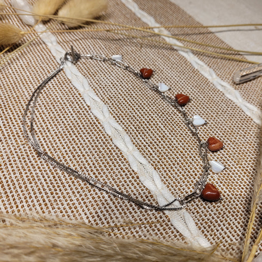 Red Jasper Mother of Pearl Necklace