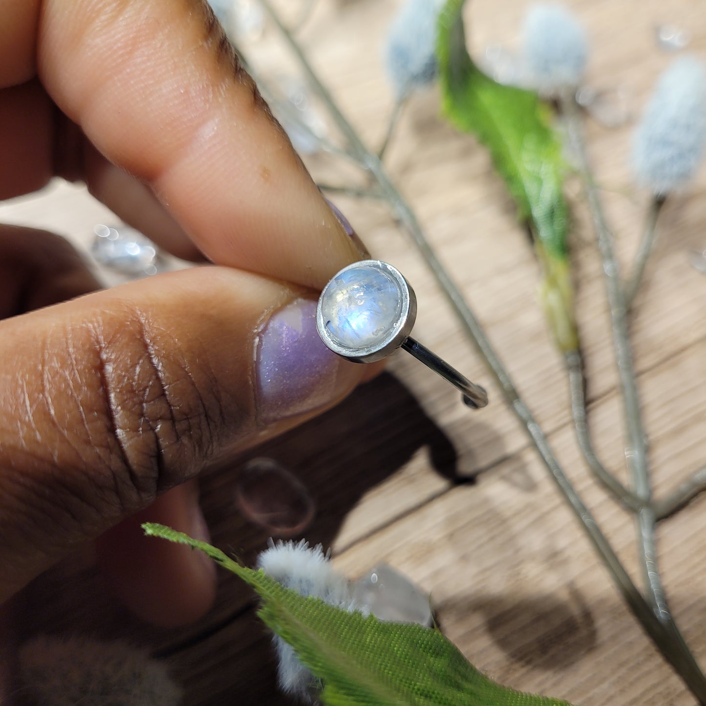 Rainbow Moonstone Ring