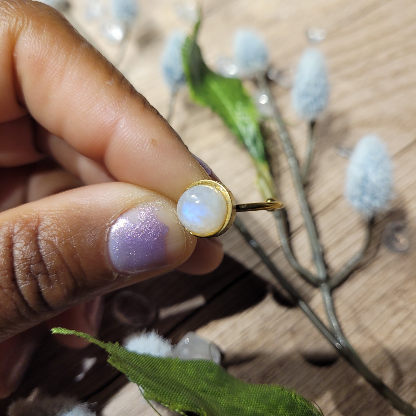 Rainbow Moonstone Ring