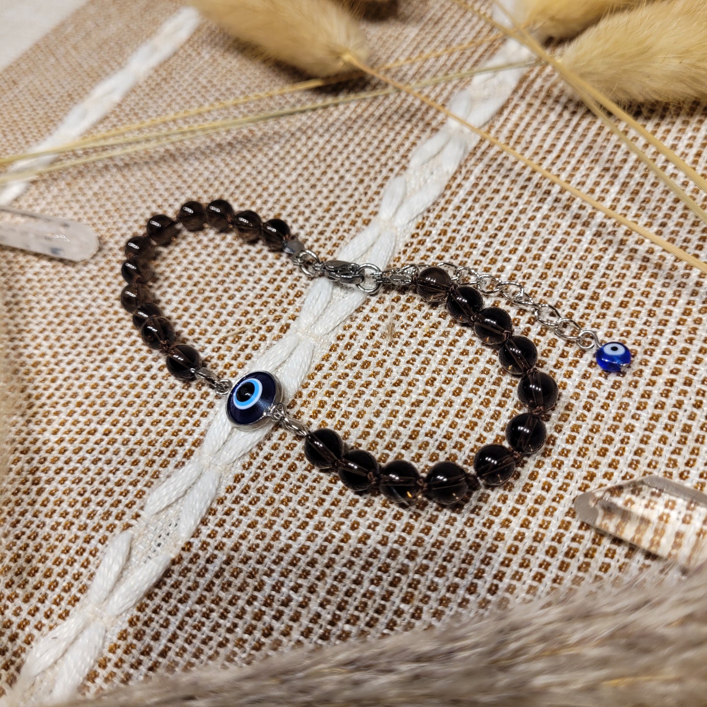 Smoky Quartz Evil Eye Anklet