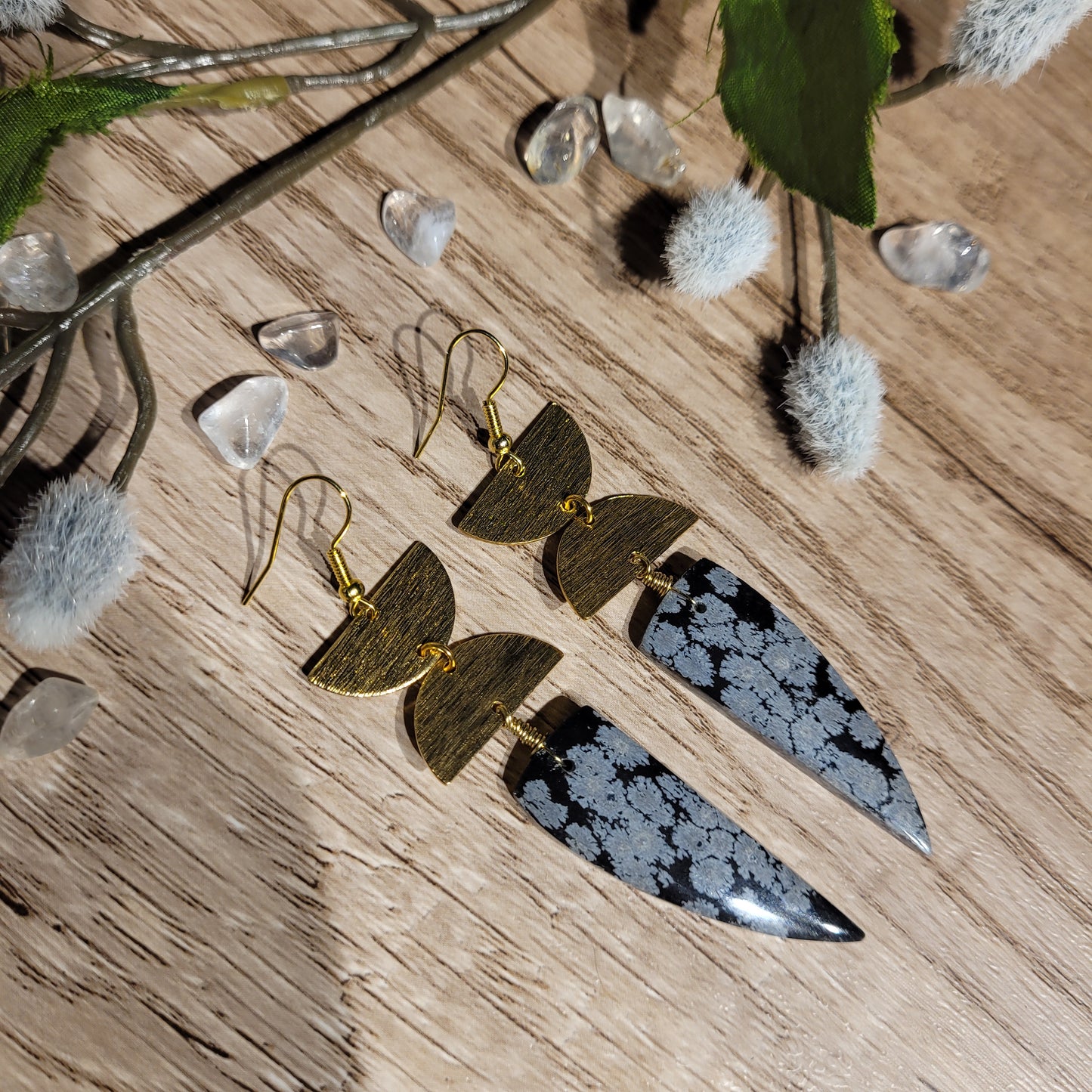 Snowflake Obsidian Earrings