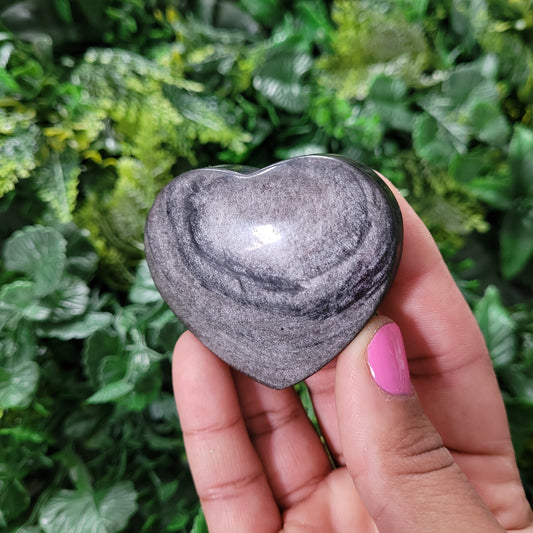 Silver Sheen Obsidian Heart