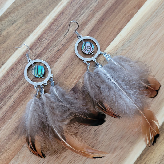 Abalone Feather Earrings