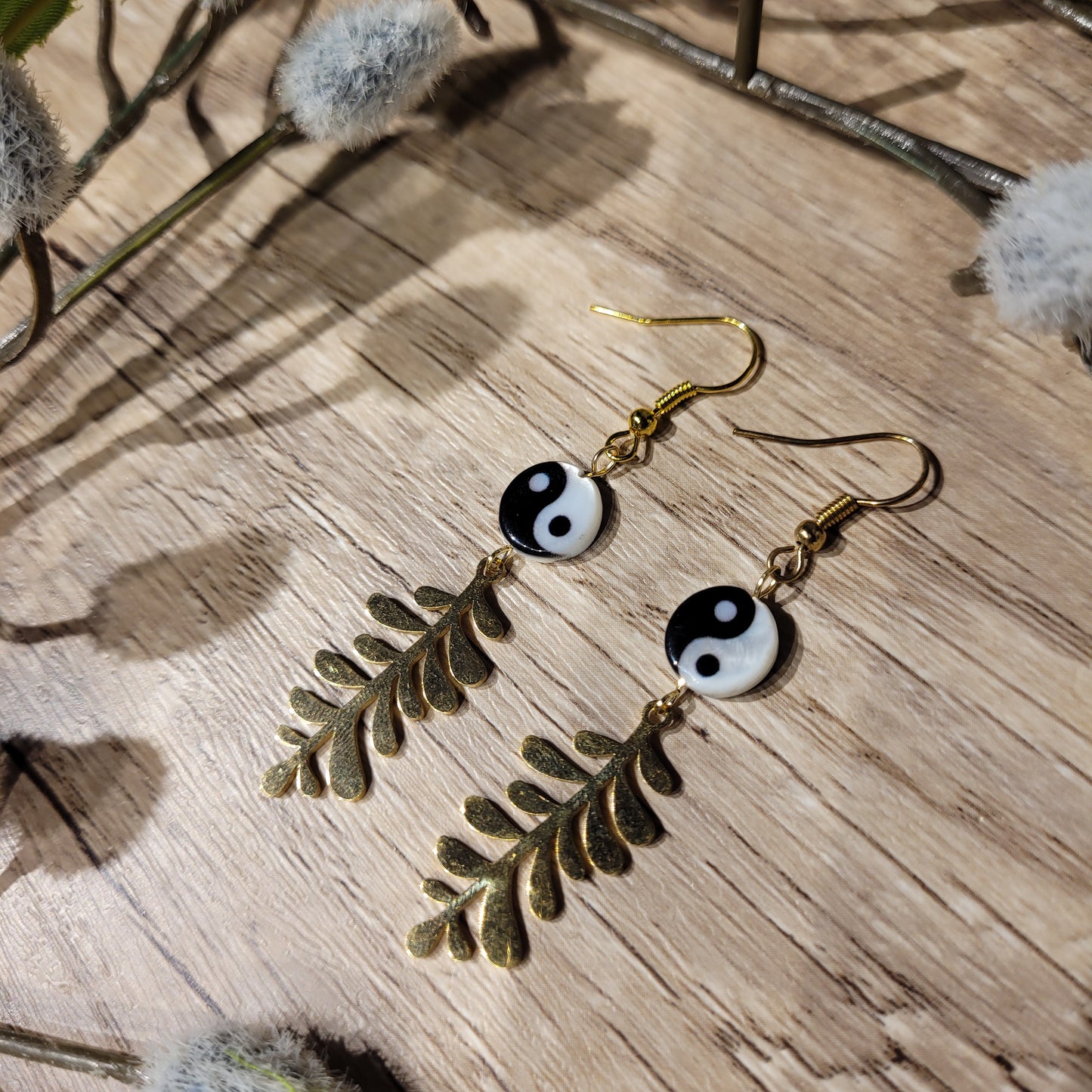 Ying Yang Shell Earrings