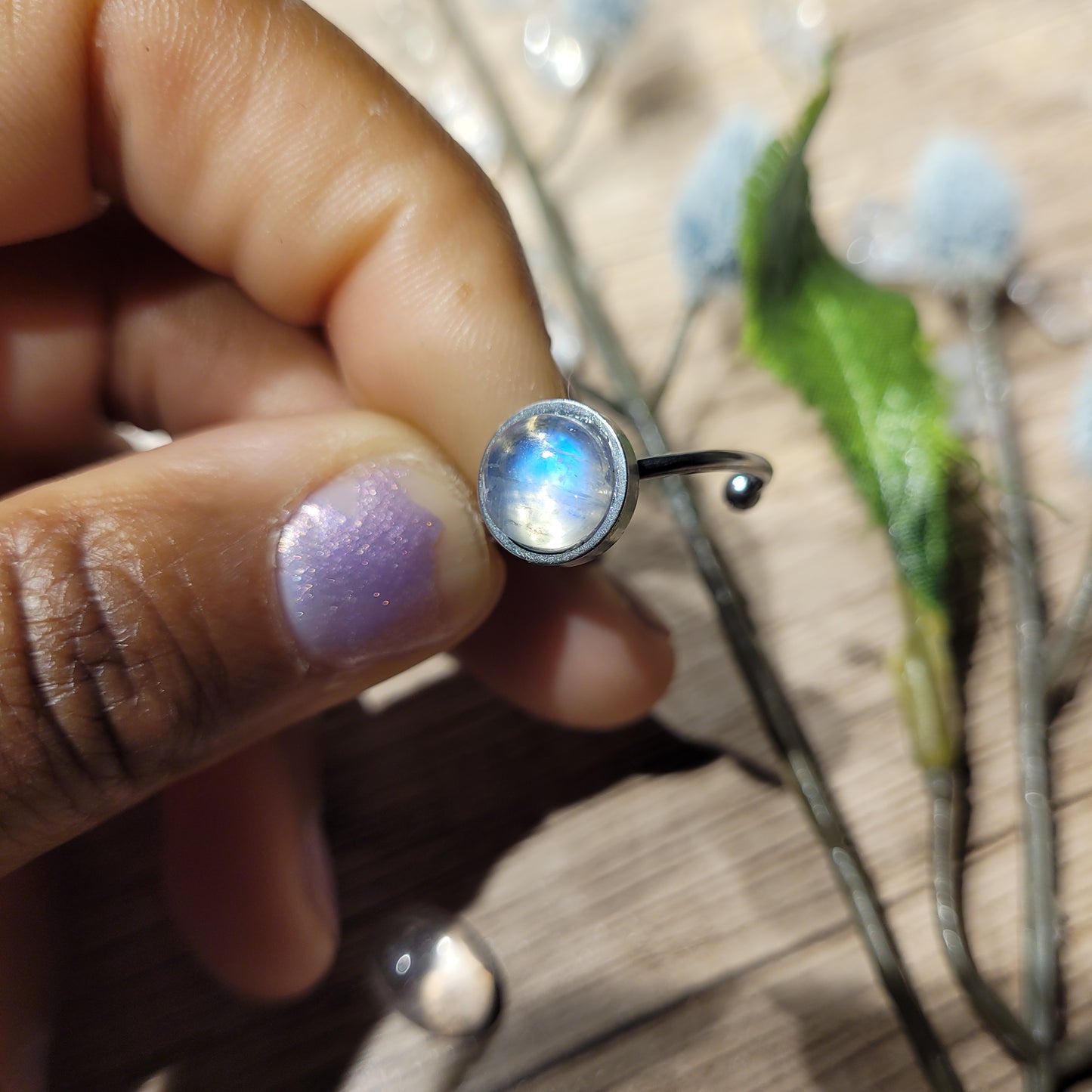 Rainbow Moonstone Ring