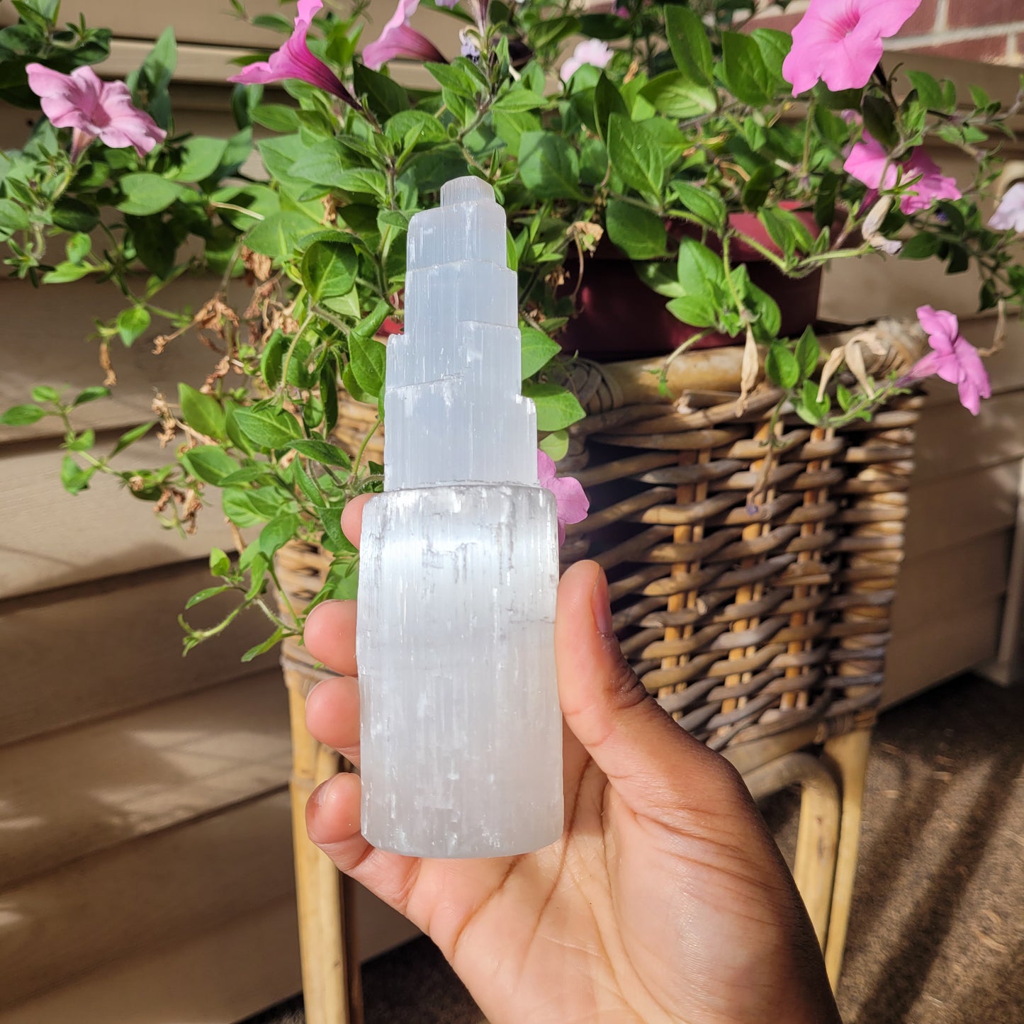 Satin Spar Selenite Crystal Tower