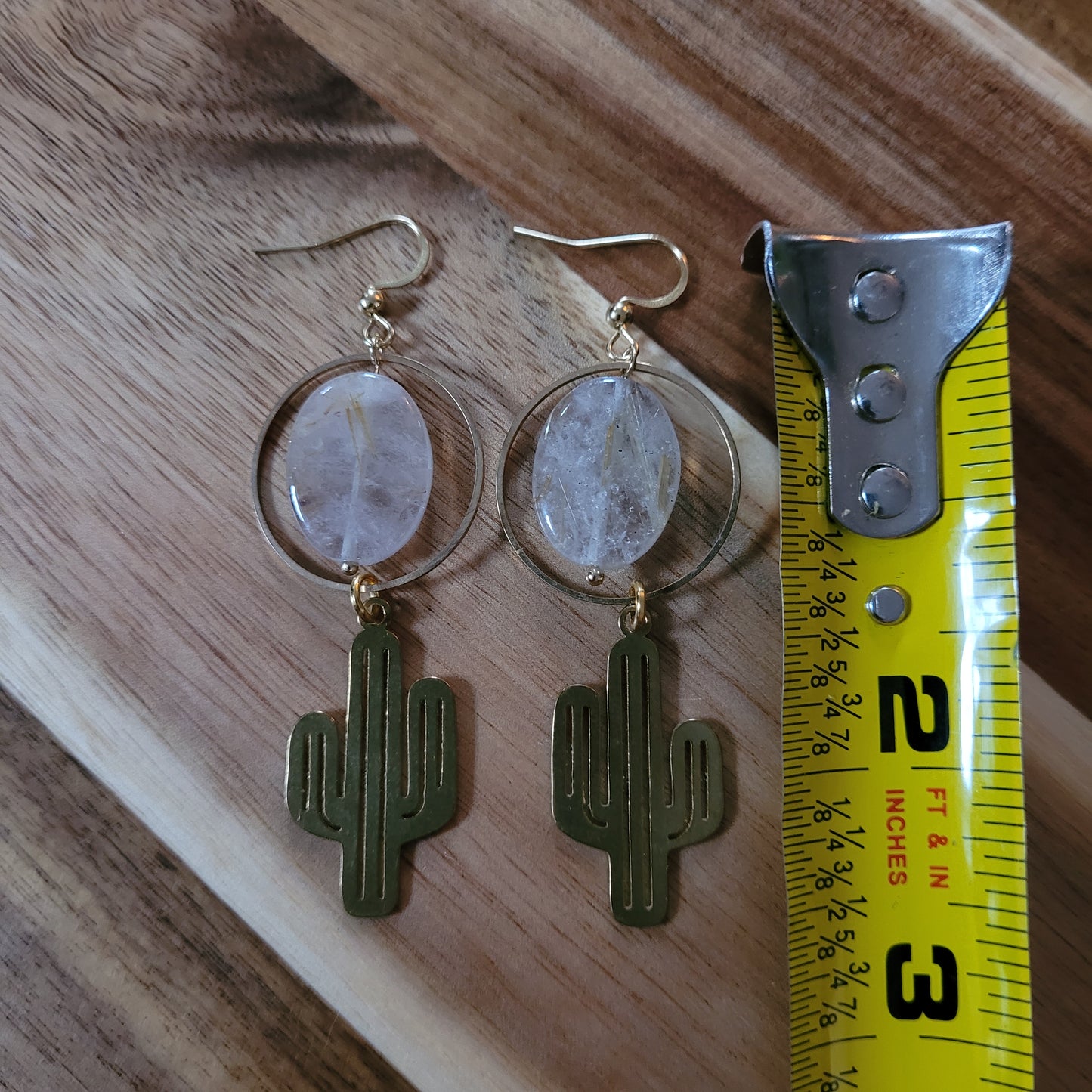 Gold Rutile Quartz Earrings