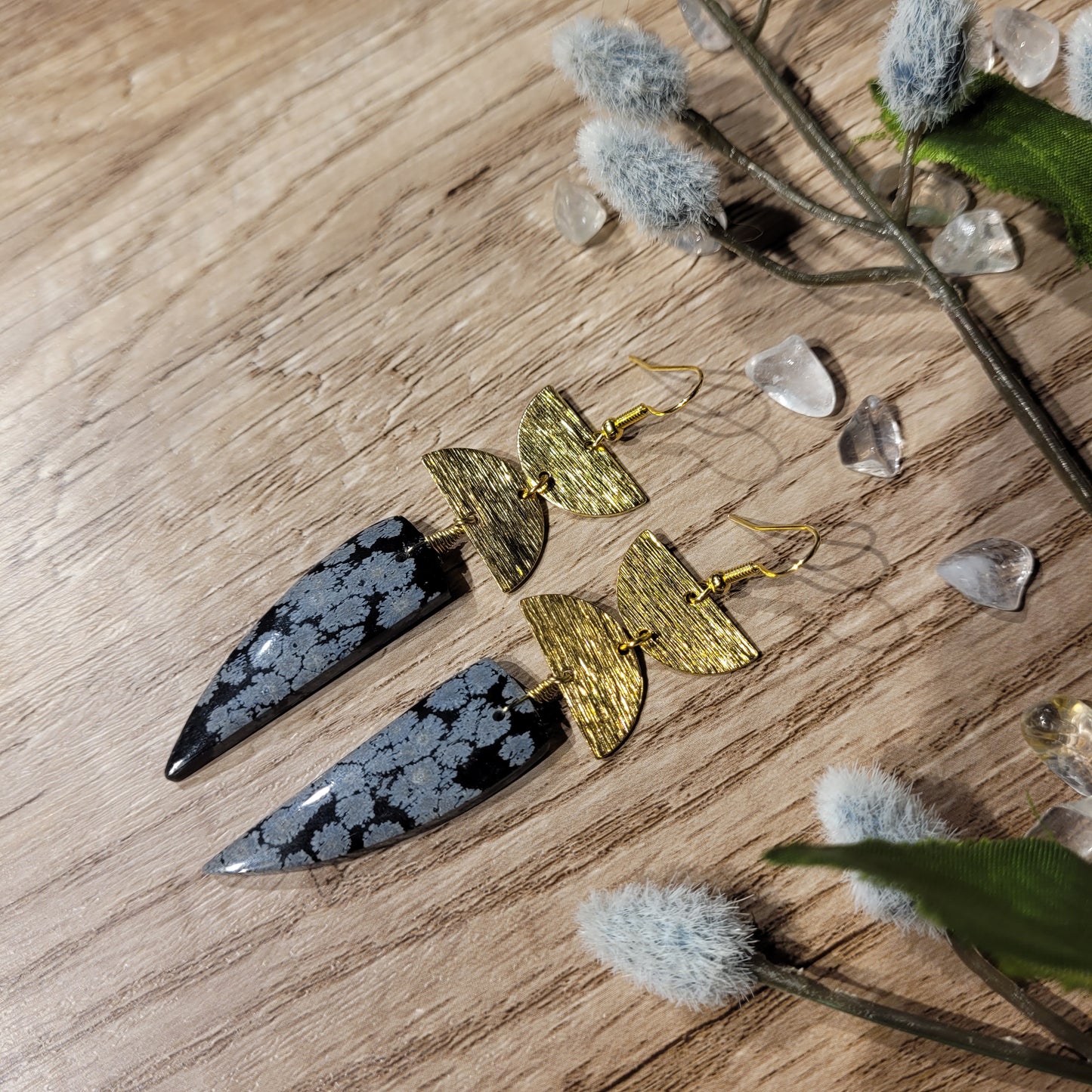 Snowflake Obsidian Earrings