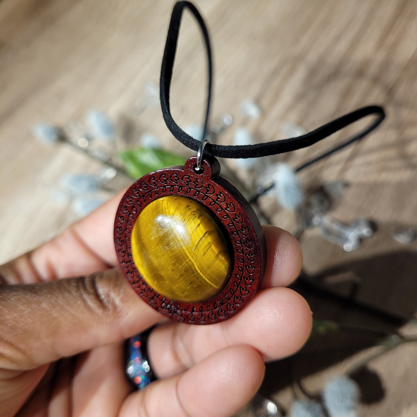 Tigers Eye Wood Necklace