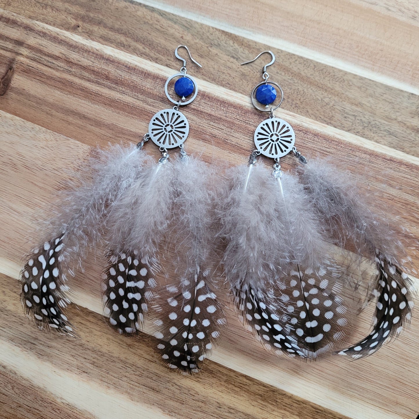 Lapis Lazuli Feather Earrings