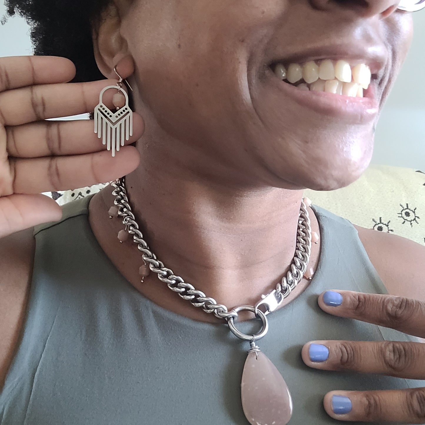 Peach Moonstone Jewelry Set