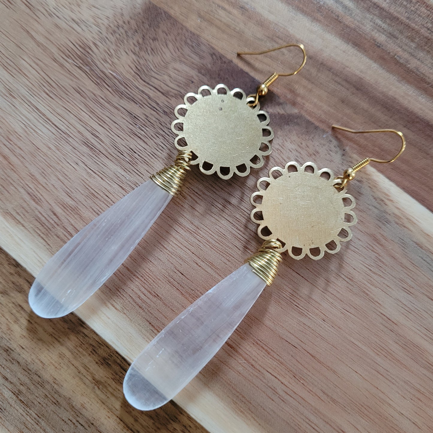 Satin Spar Selenite Earrings