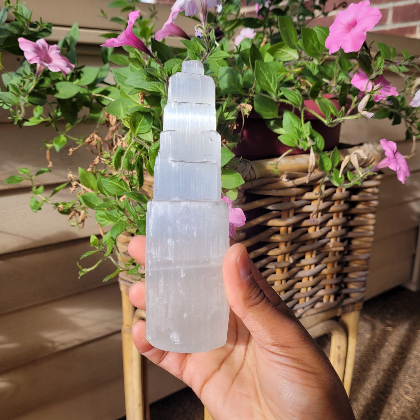 Satin Spar Selenite Crystal Tower