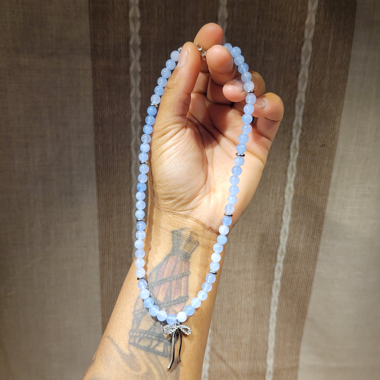 Aquamarine Bow Necklace