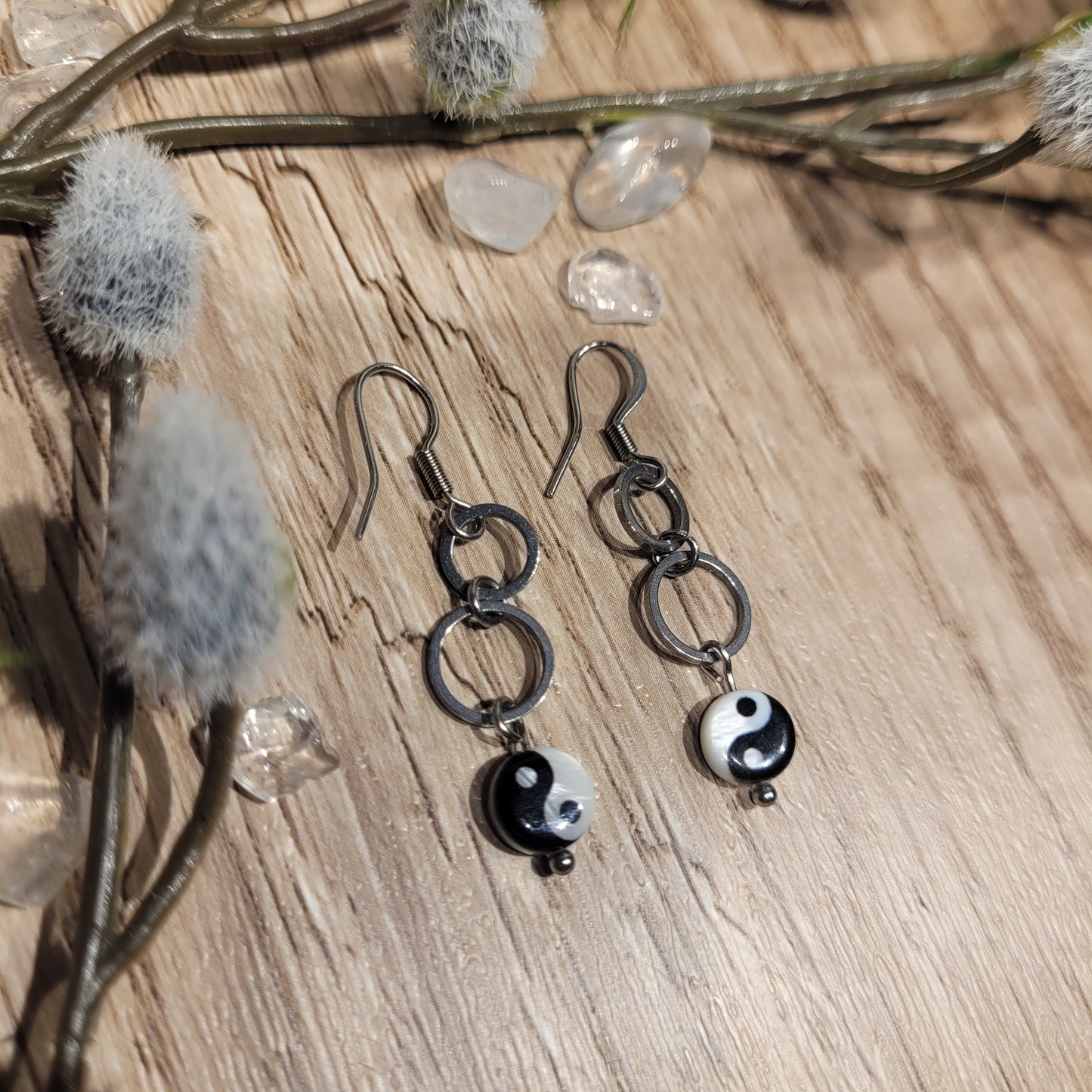 Ying Yang Shell Earrings