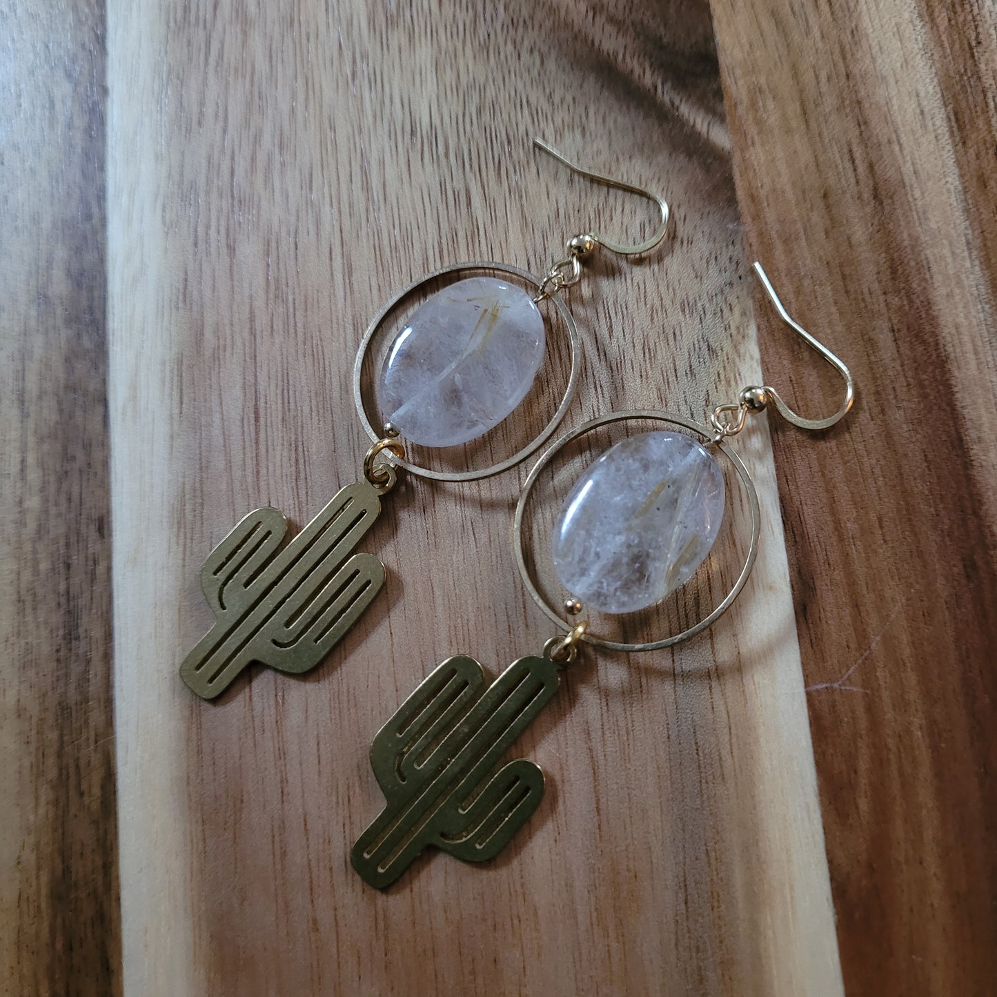 Gold Rutile Quartz Earrings