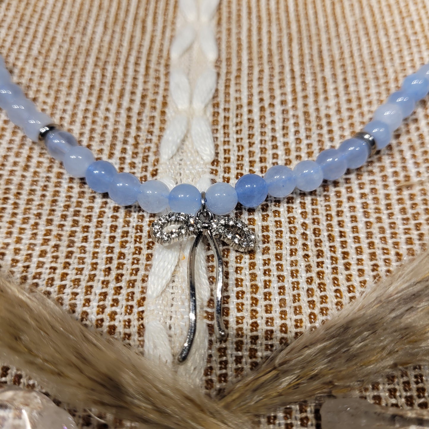 Aquamarine Bow Necklace