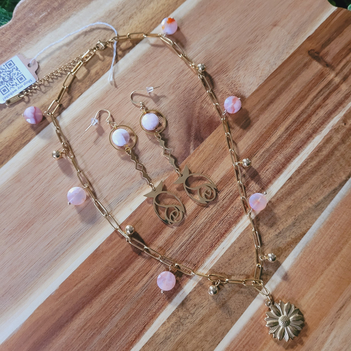 Flower Agate Jewelry Set