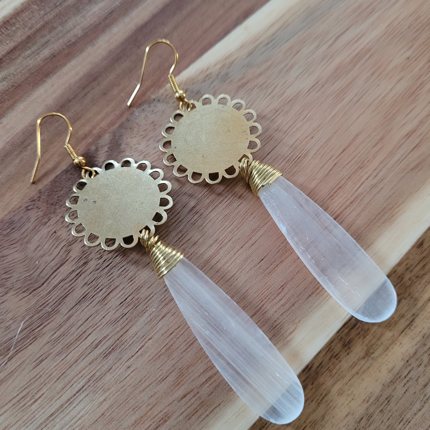 Satin Spar Selenite Earrings