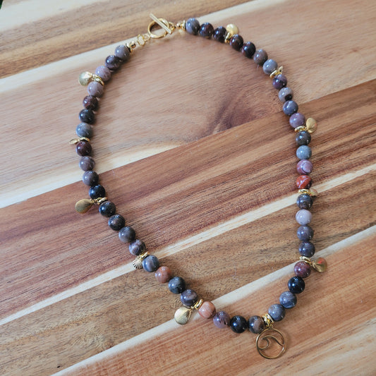 Petrified Wood Wave Necklace
