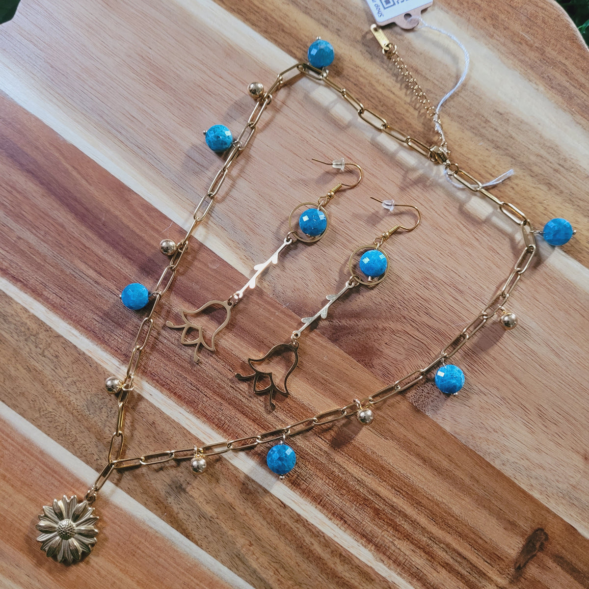 Blue Apatite Jewelry Set