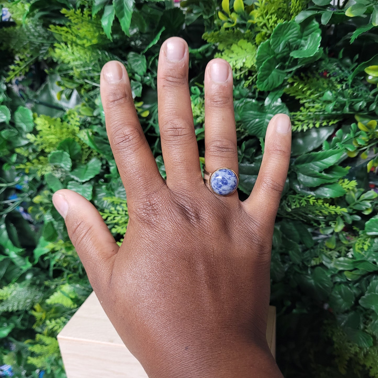 Blue Dot Jasper Ring