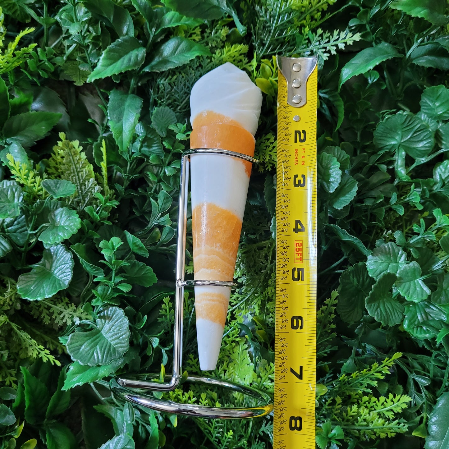 Orange Calcite Ice Cream Cone with Stand