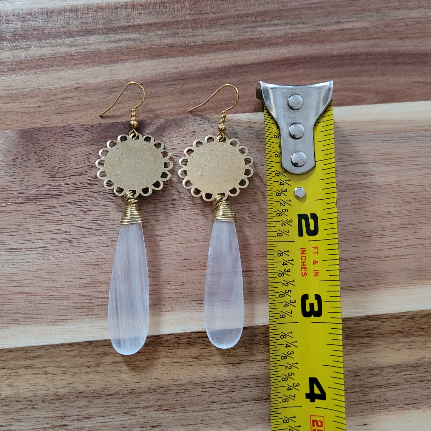 Satin Spar Selenite Earrings