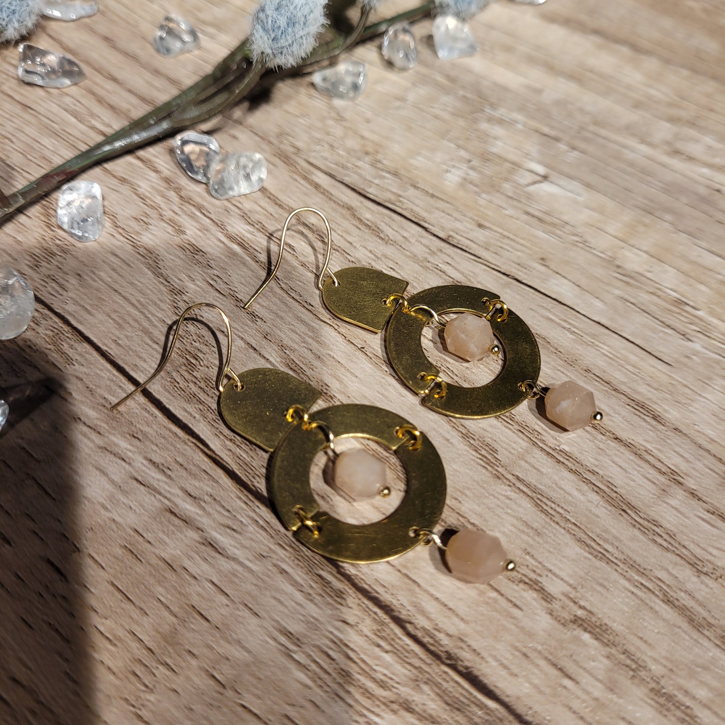 Peach Moonstone Earrings