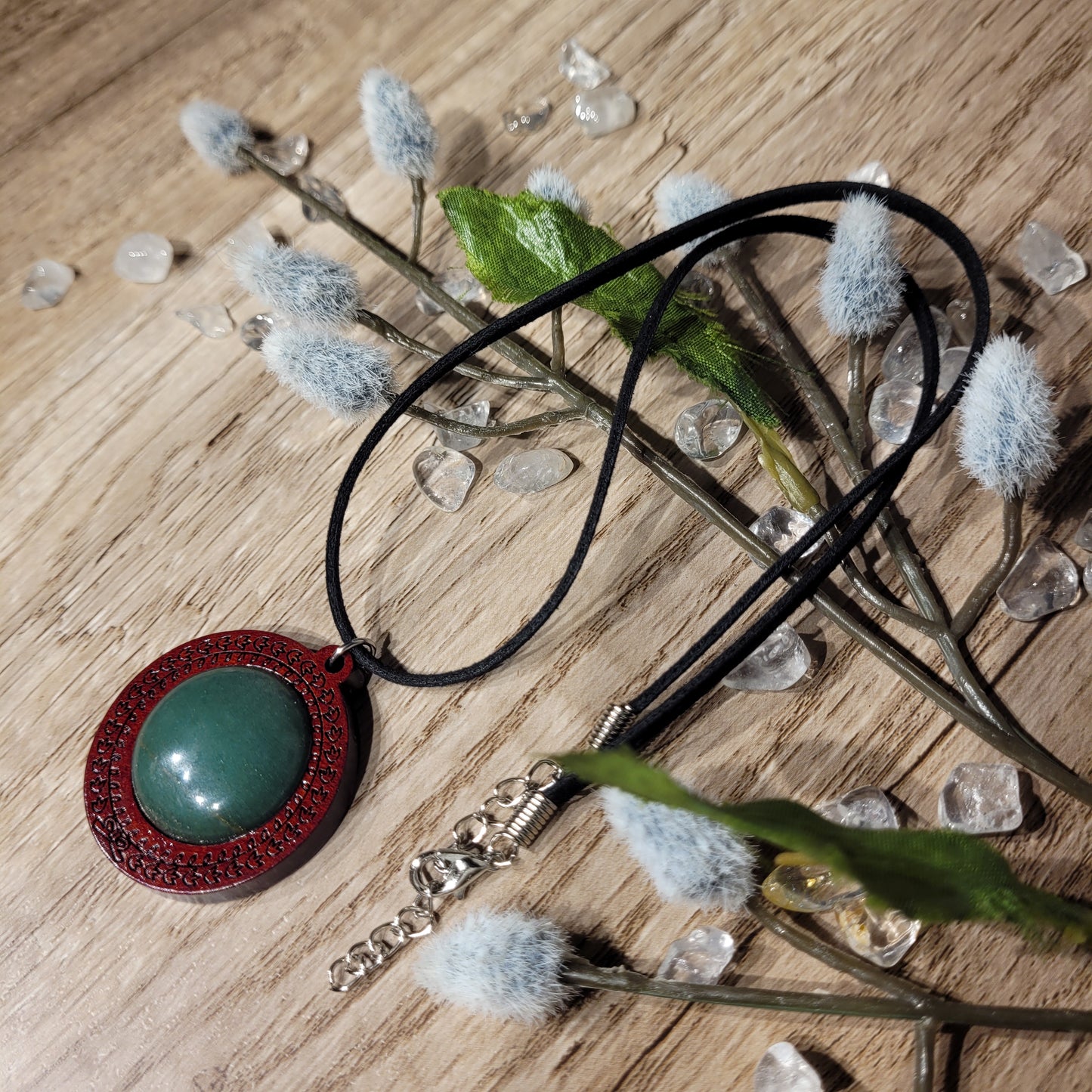 Green Aventurine Wood Necklace