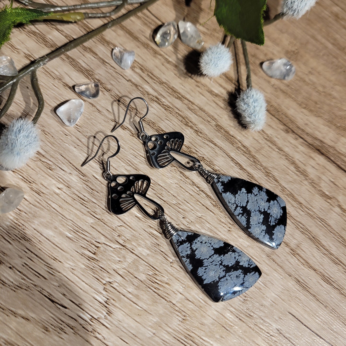 Snowflake Obsidian Earrings