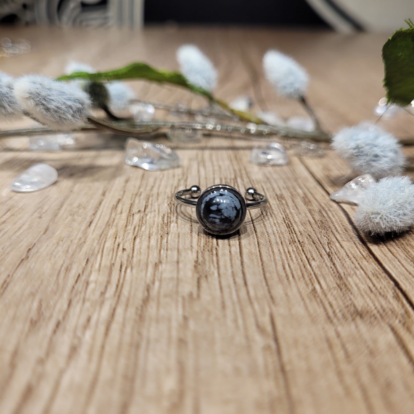 Snowflake Obsidian Ring