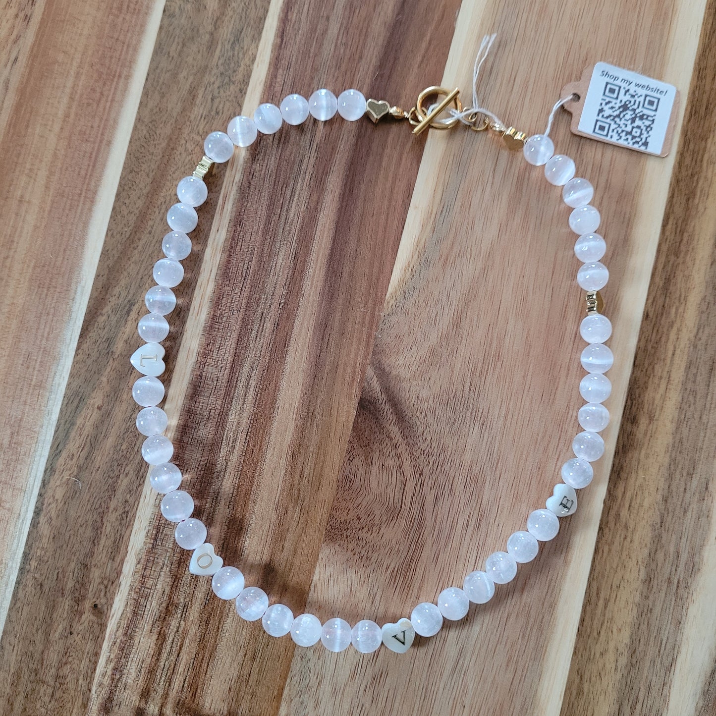 Satin Spar Selenite Love Necklace