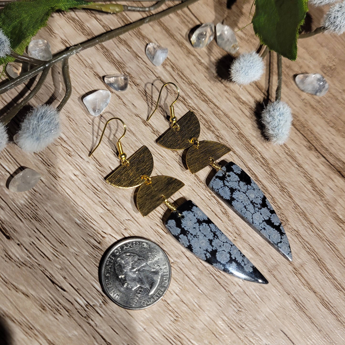 Snowflake Obsidian Earrings