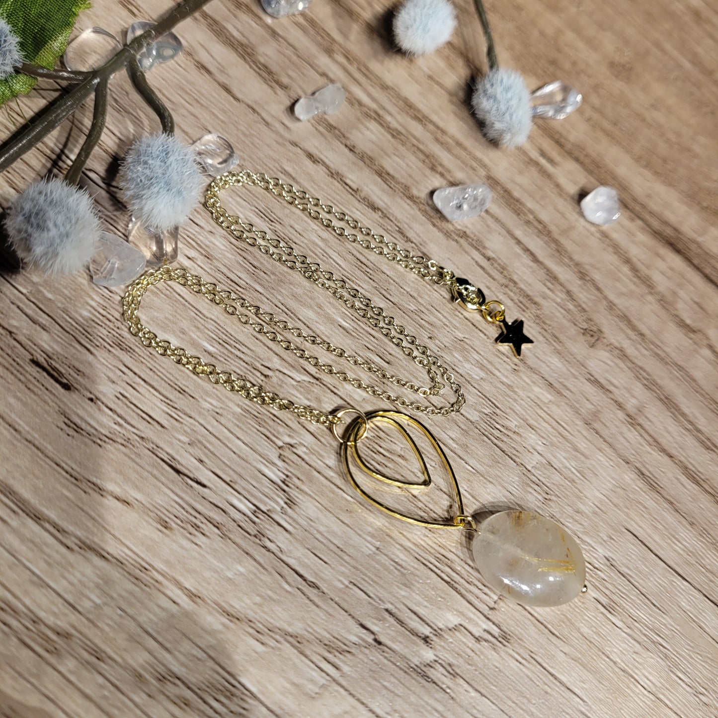 Gold Rutile Quartz Necklace