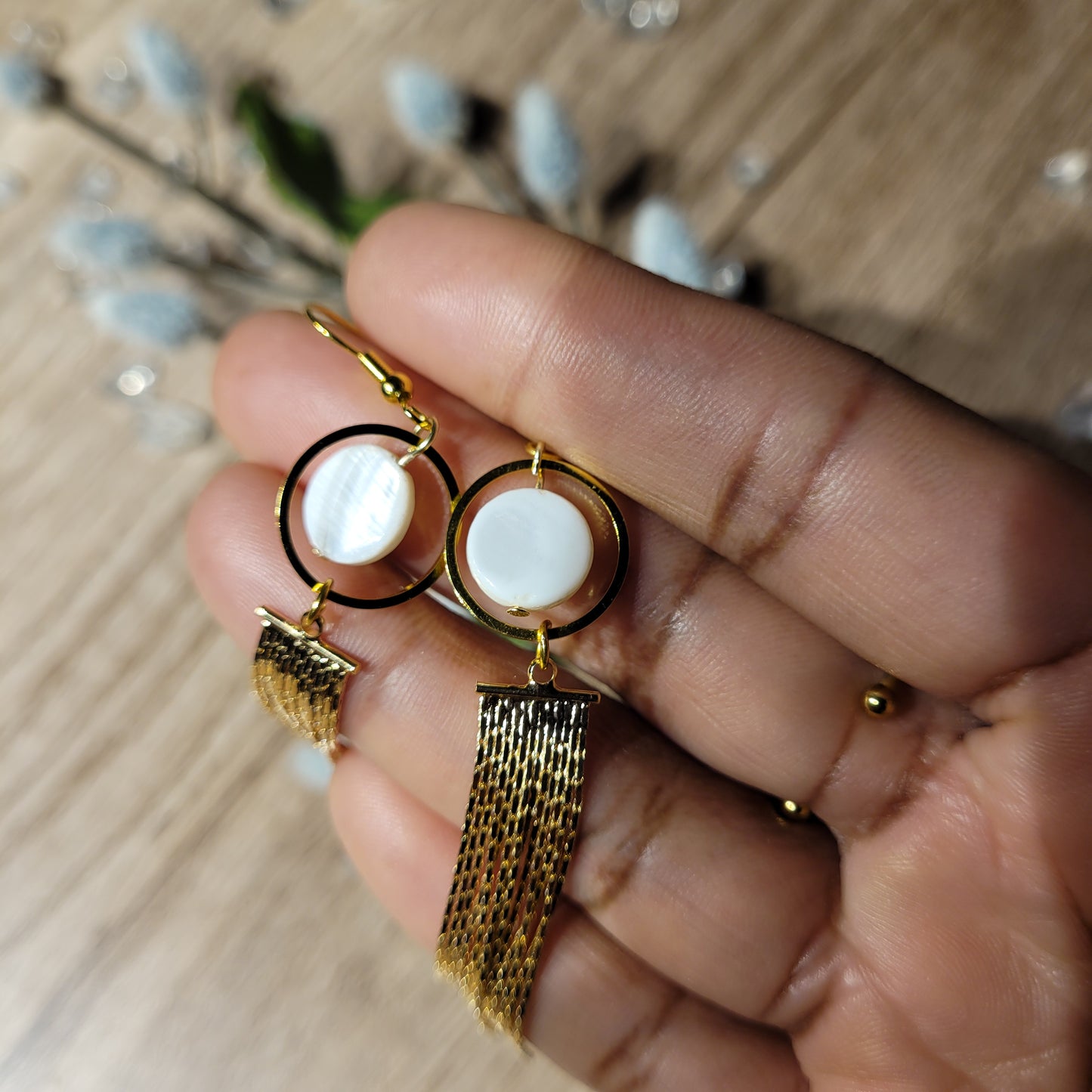 White Mother of Pearl Earrings