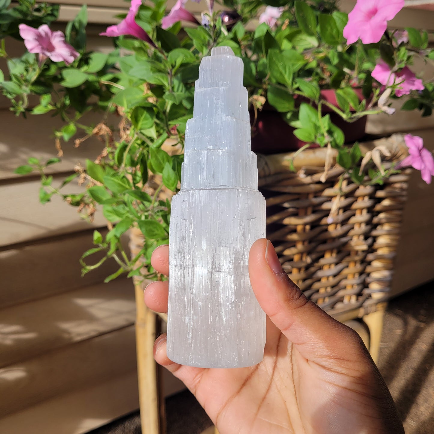 Satin Spar Selenite Crystal Tower