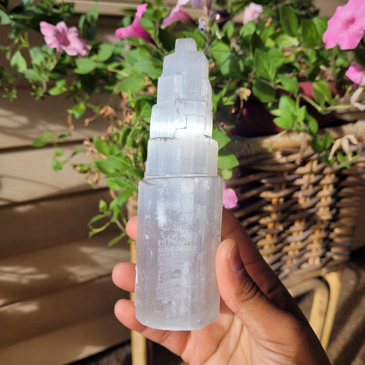 Satin Spar Selenite Crystal Tower